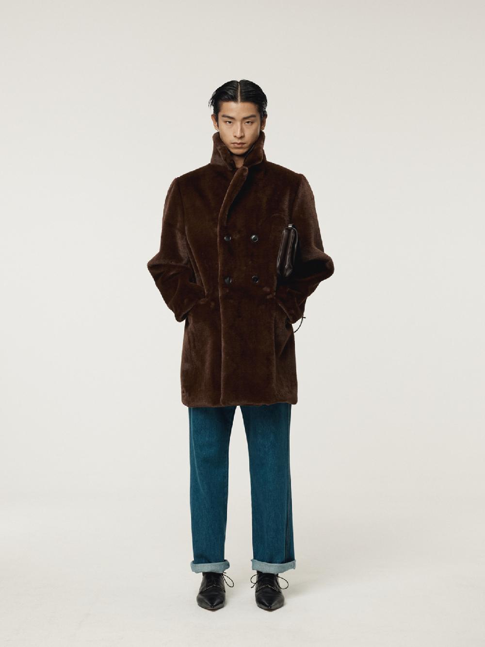 Recto GRANDMA FAUX FUR DOUBLE COAT (VINTAGE BROWN)