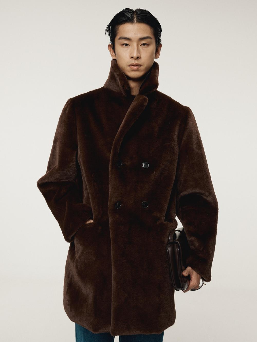 recto GRANDMA FAUX FUR DOUBLE COAT (VINTAGE BROWN)