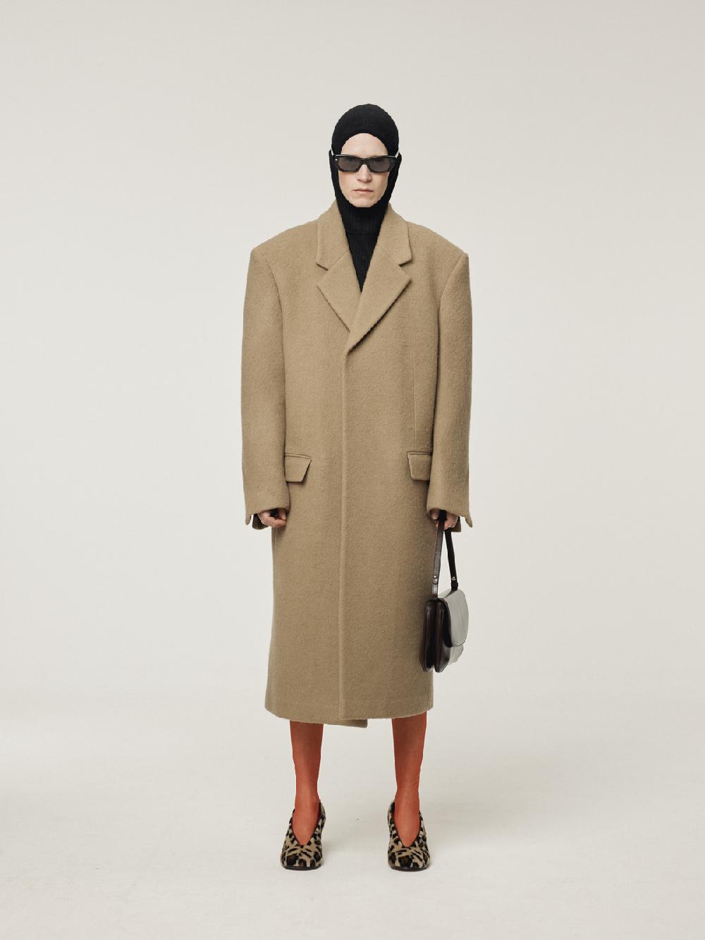 Recto HAIRY WOOL SINGLE COAT (LIGHT KHAKI)