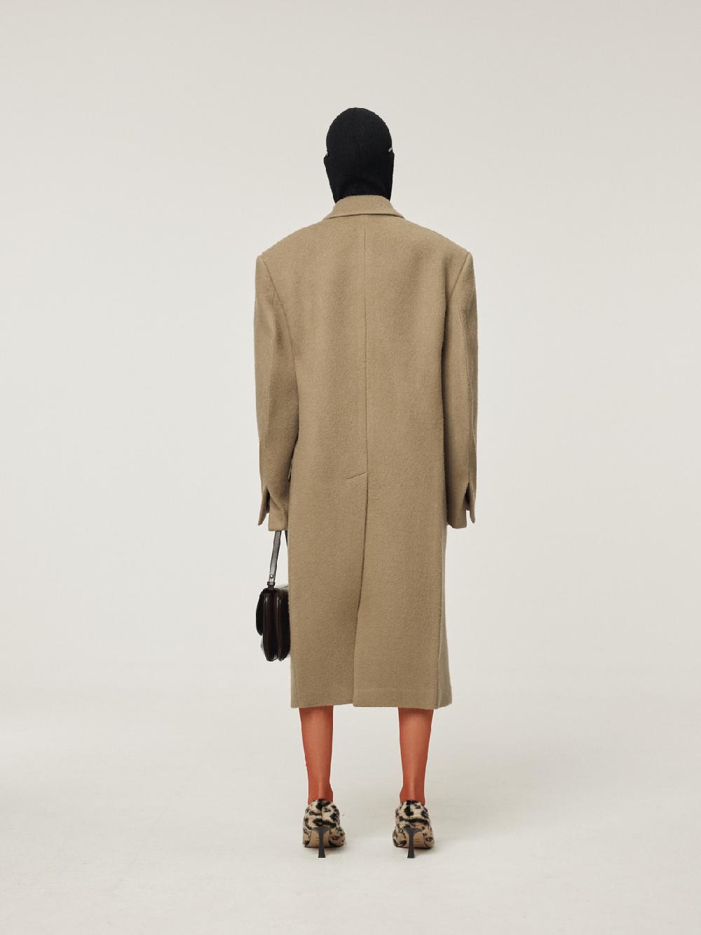 Recto HAIRY WOOL SINGLE COAT (LIGHT KHAKI)