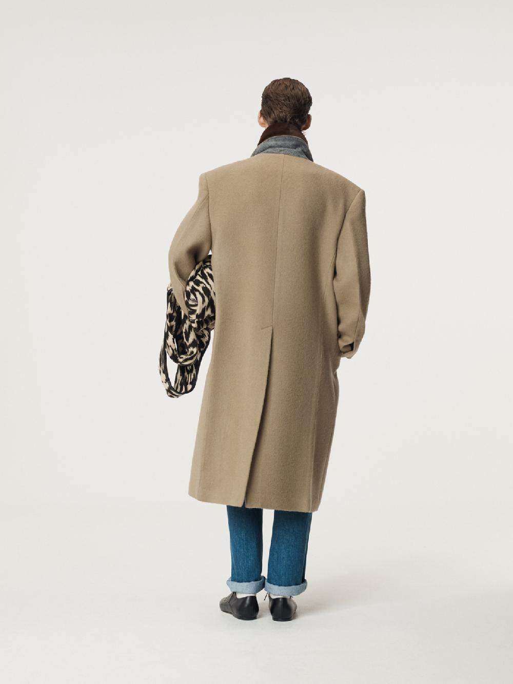 Recto HAIRY WOOL SINGLE COAT (LIGHT KHAKI)