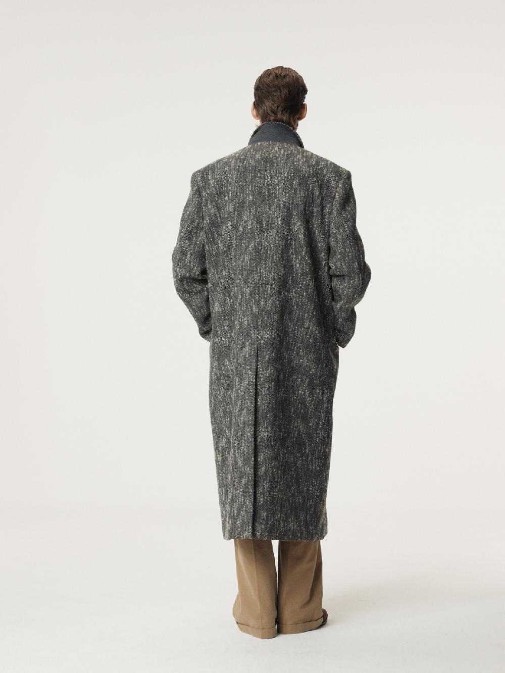 Recto HERRINGBONE DOUBLE BREASTED COAT (BLACK)