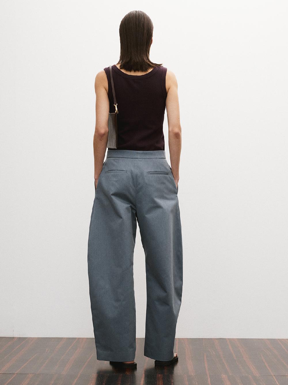 Recto HIGH-RISE CURVED LEGS PANTS (DUSTY BLUE)