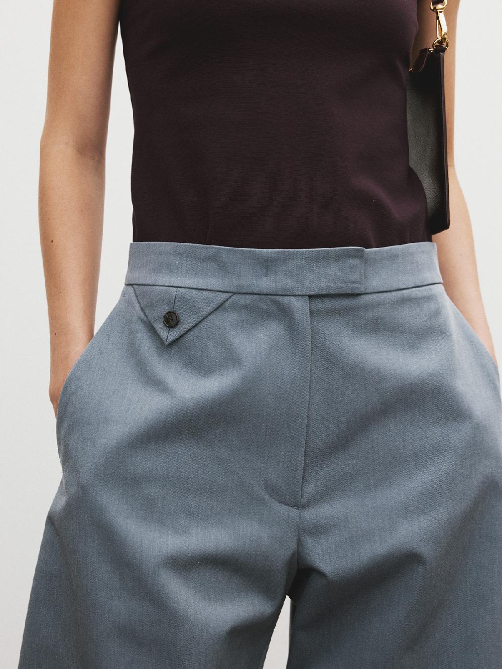 Recto HIGH-RISE CURVED LEGS PANTS (DUSTY BLUE)