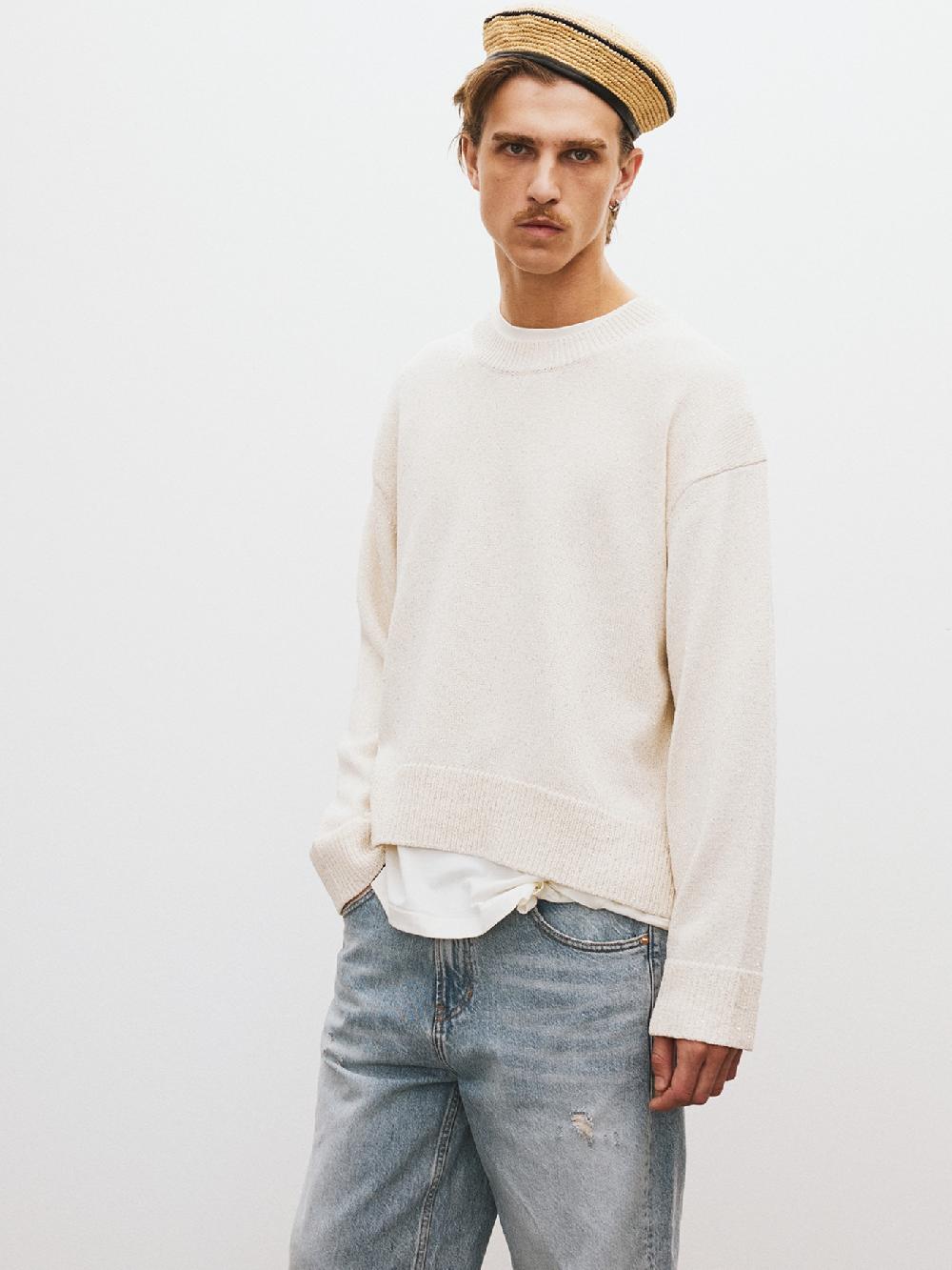 recto HOLIDAY SEQUINS OVERSIZE SWEATER (CREAM)