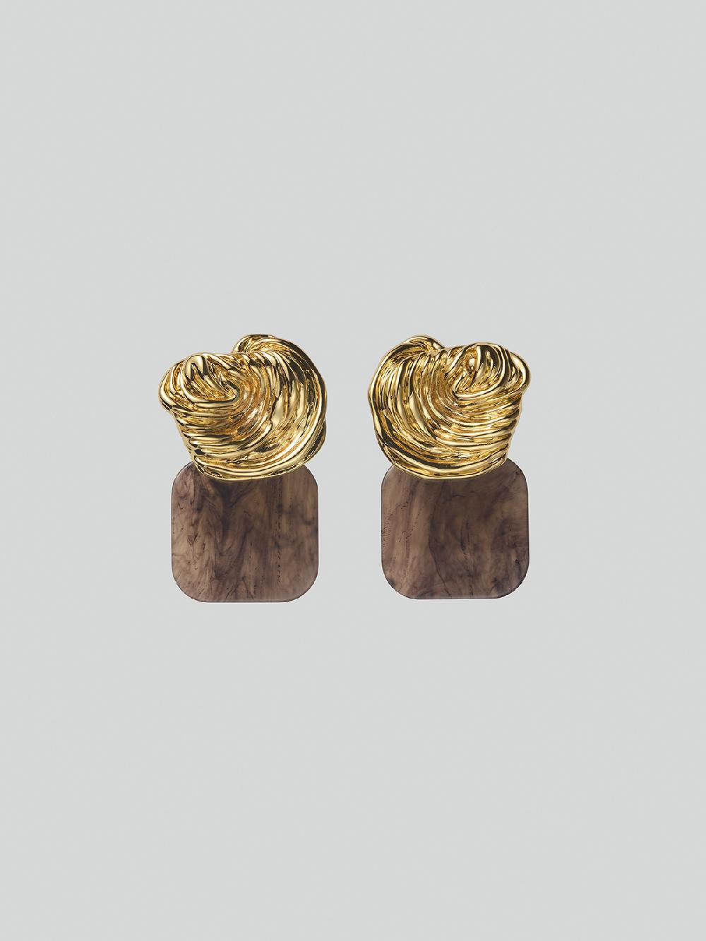 Recto IBIZA FORMICA DROP CLIP EARRINGS (GOLD)
