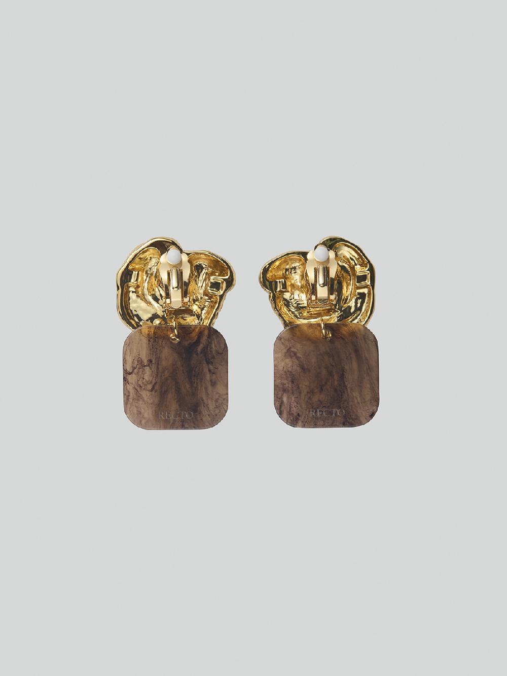 Recto IBIZA FORMICA DROP CLIP EARRINGS (GOLD)