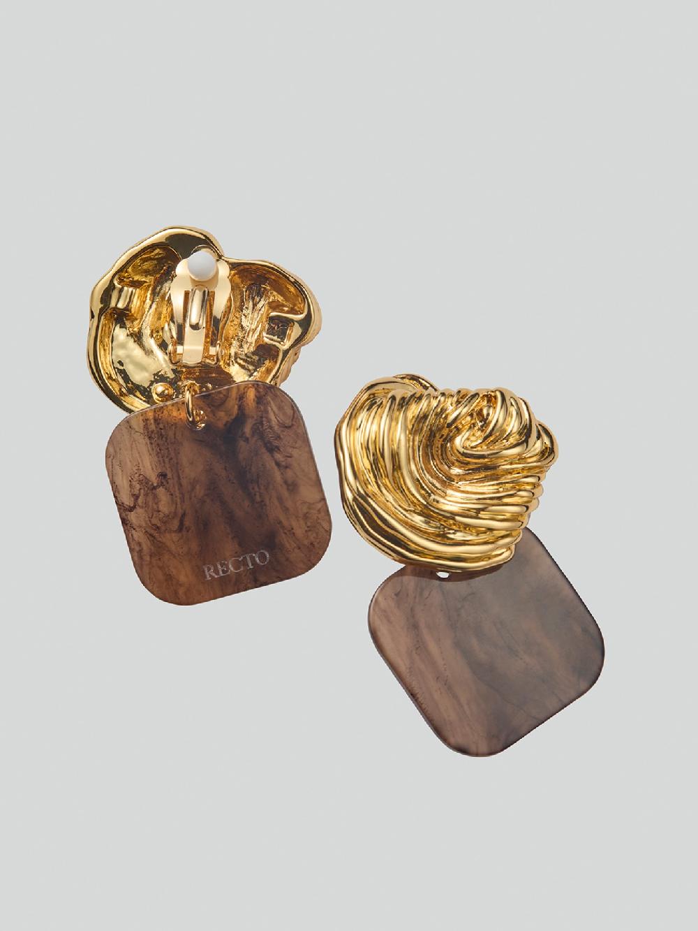 recto IBIZA FORMICA DROP CLIP EARRINGS (GOLD)