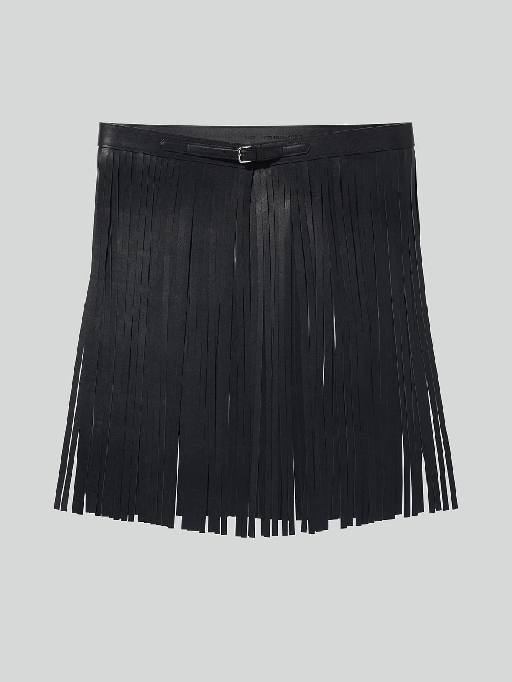 Recto IBIZA FRINGE SKIRT BELT IN LEATHER (BLACK)