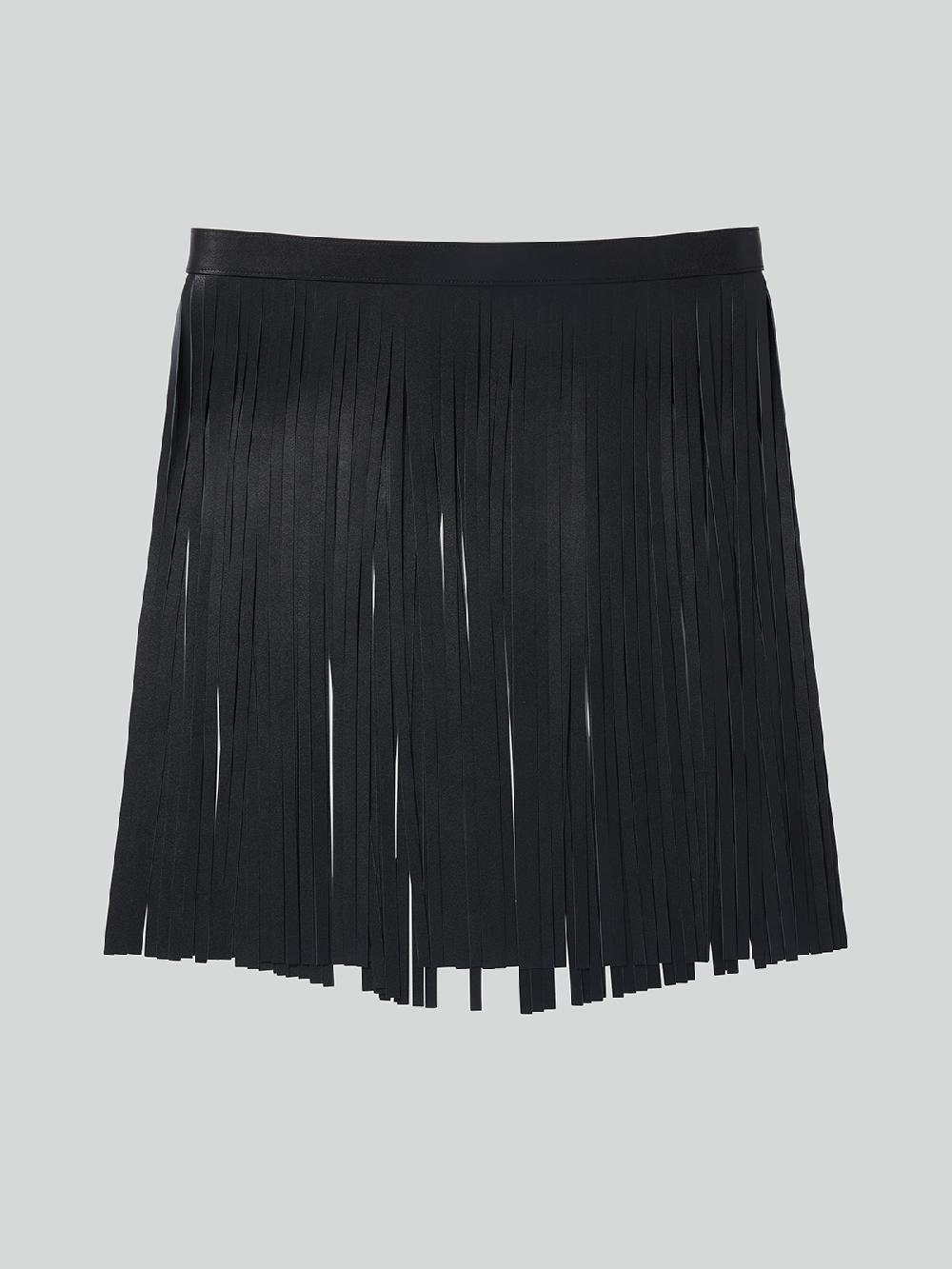 Recto IBIZA FRINGE SKIRT BELT IN LEATHER (BLACK)