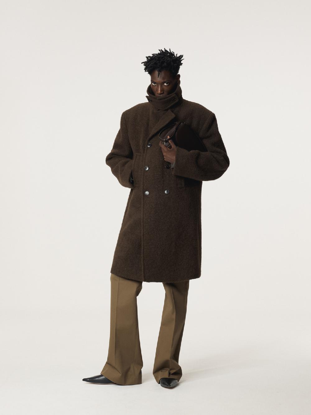 Recto LAMA WOOL VINTAGE PEA COAT (KHAKI BROWN)