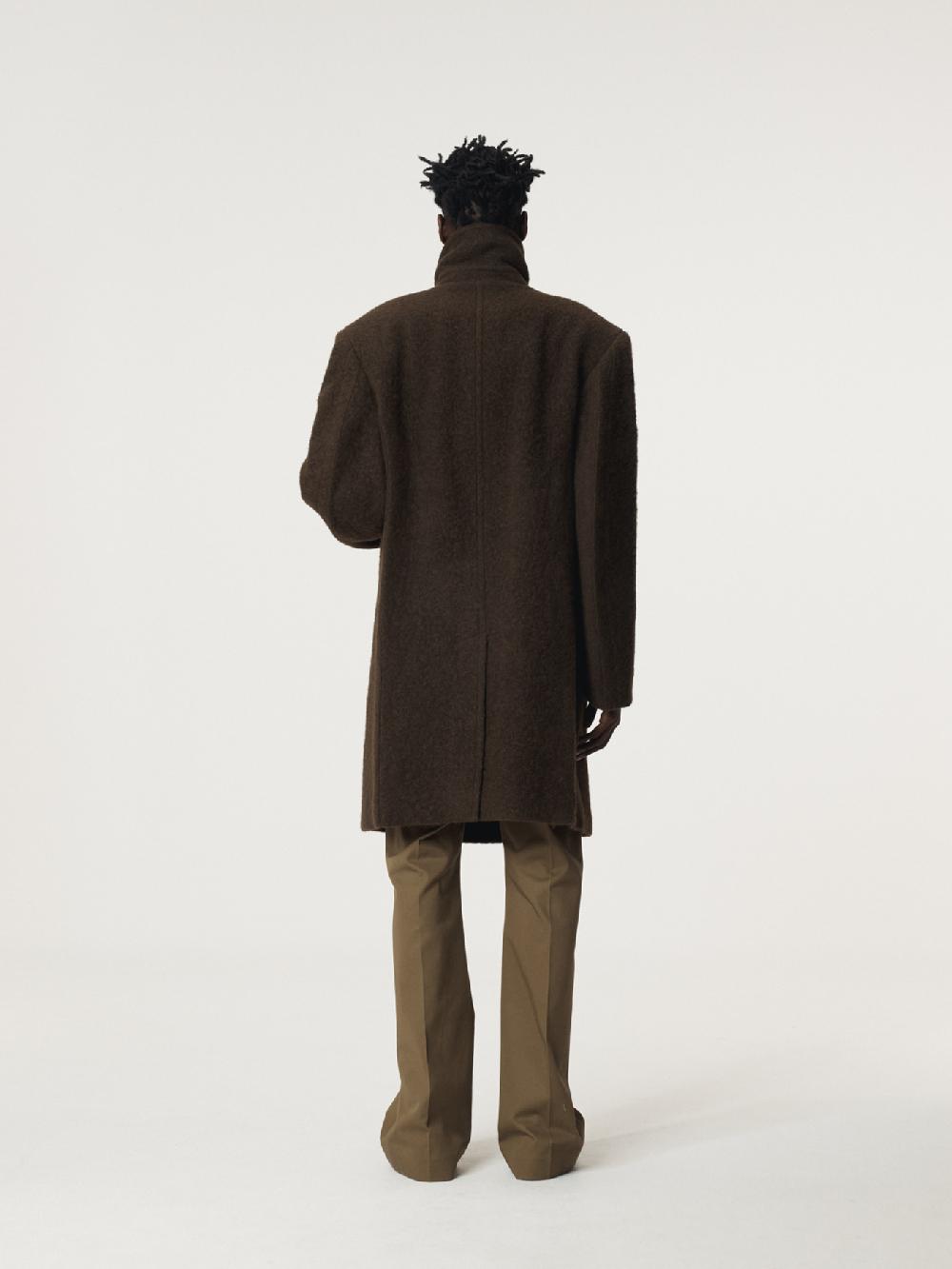Recto LAMA WOOL VINTAGE PEA COAT (KHAKI BROWN)
