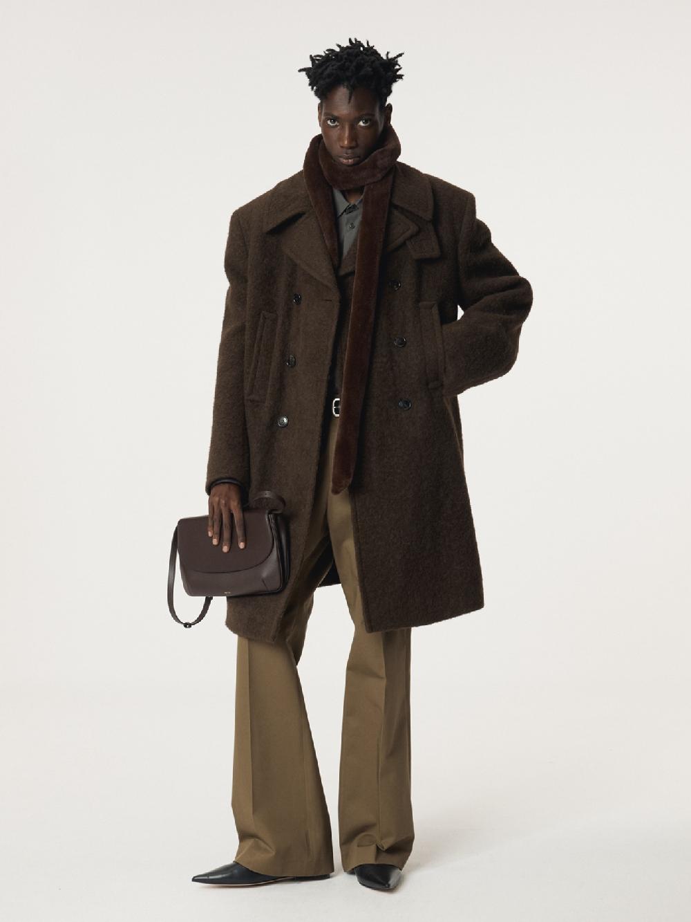recto LAMA WOOL VINTAGE PEA COAT (KHAKI BROWN)