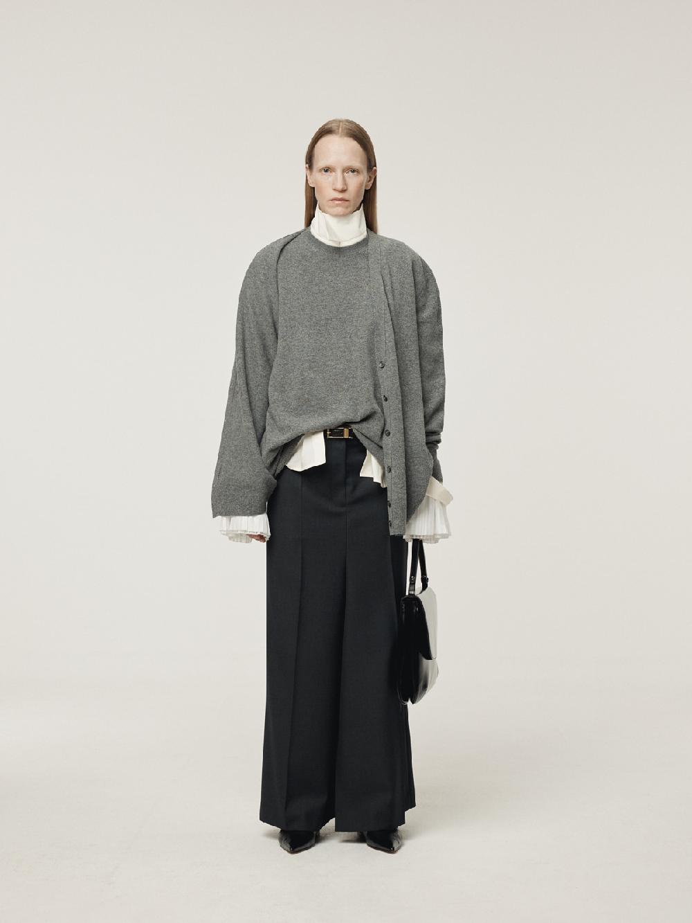 Recto LAYERED CARDIGAN KNIT TOP (MELANGE GREY)