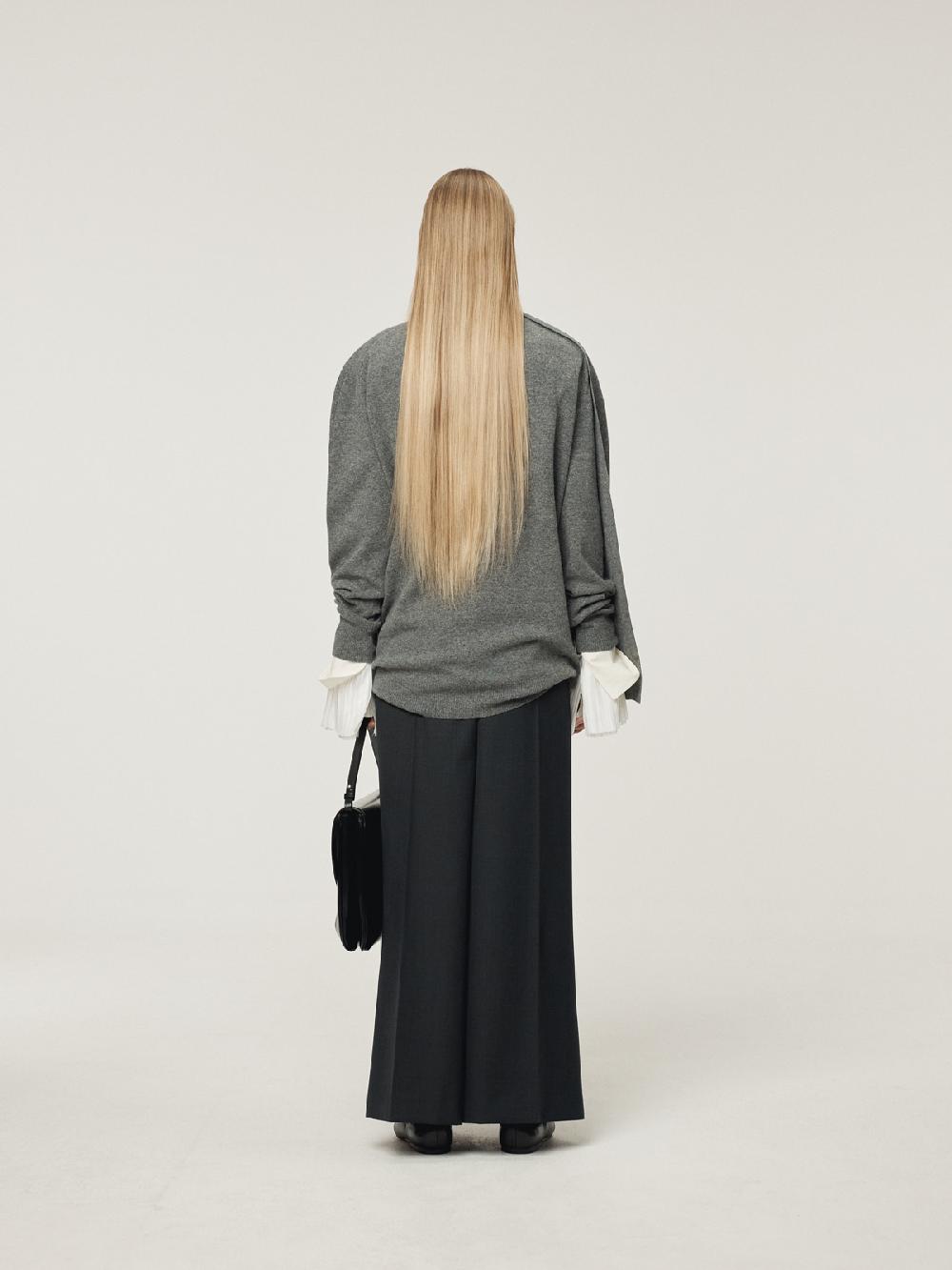 Recto LAYERED CARDIGAN KNIT TOP (MELANGE GREY)