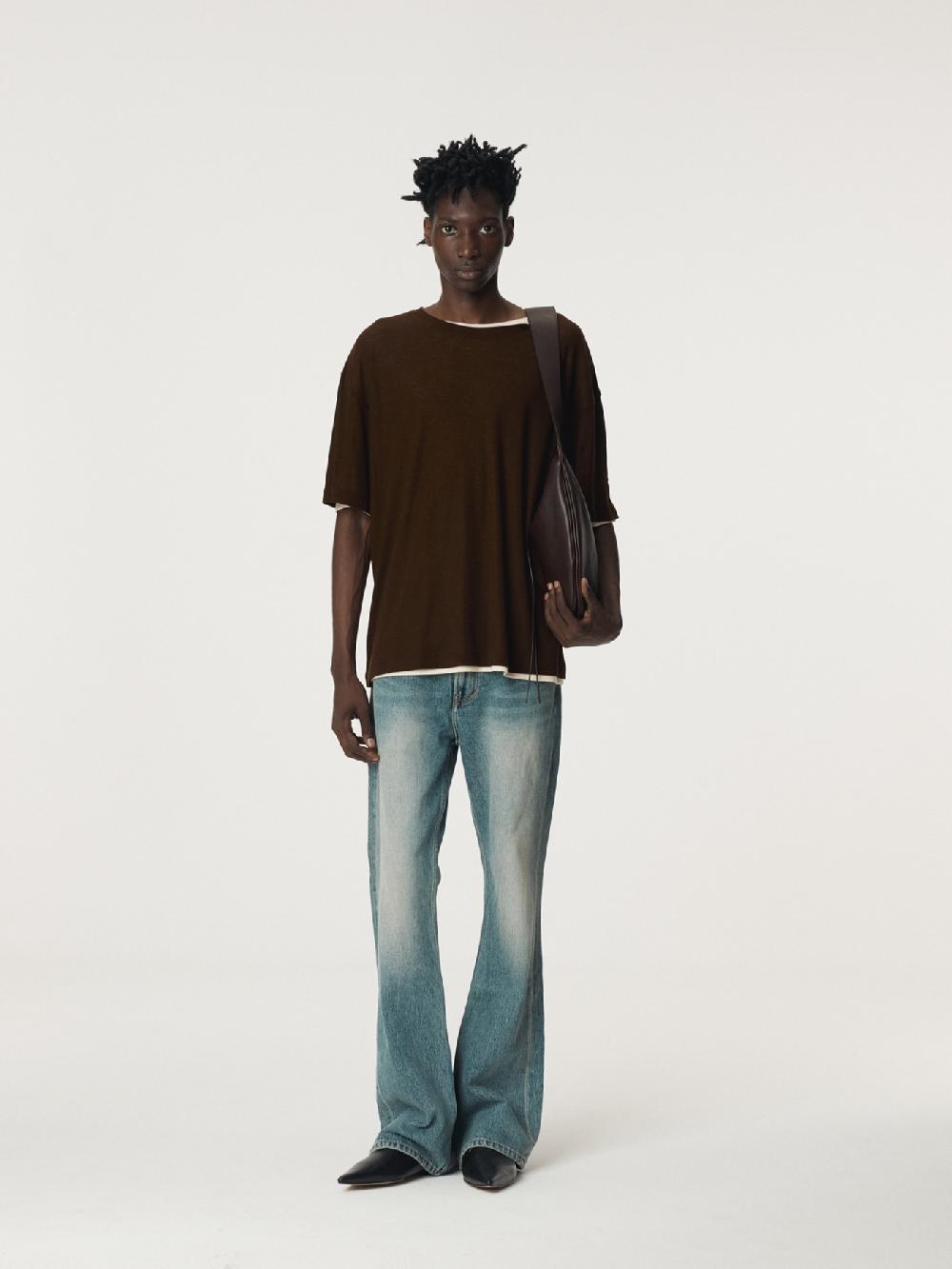 recto LAYERED WOOL T-SHIRT (BROWN)