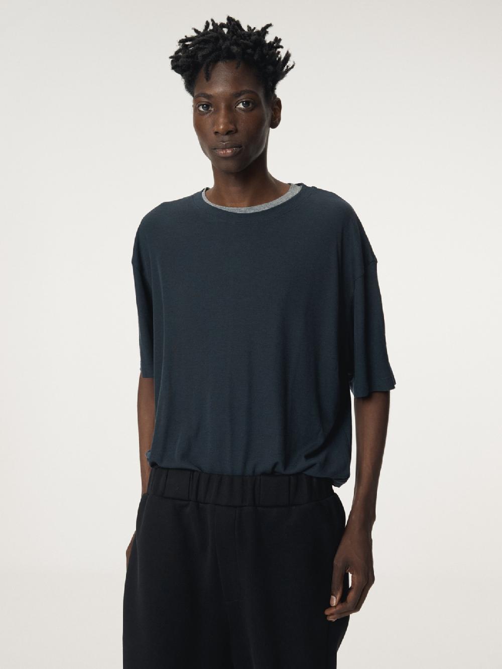 recto LAYERED WOOL T-SHIRT (DARK NAVY)