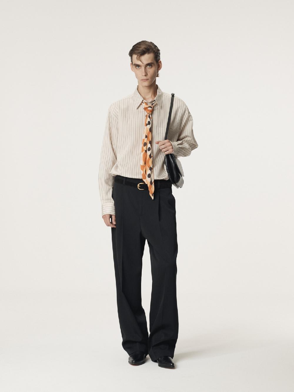 recto LEA STRIPE SHIRT (PALE BEIGE)