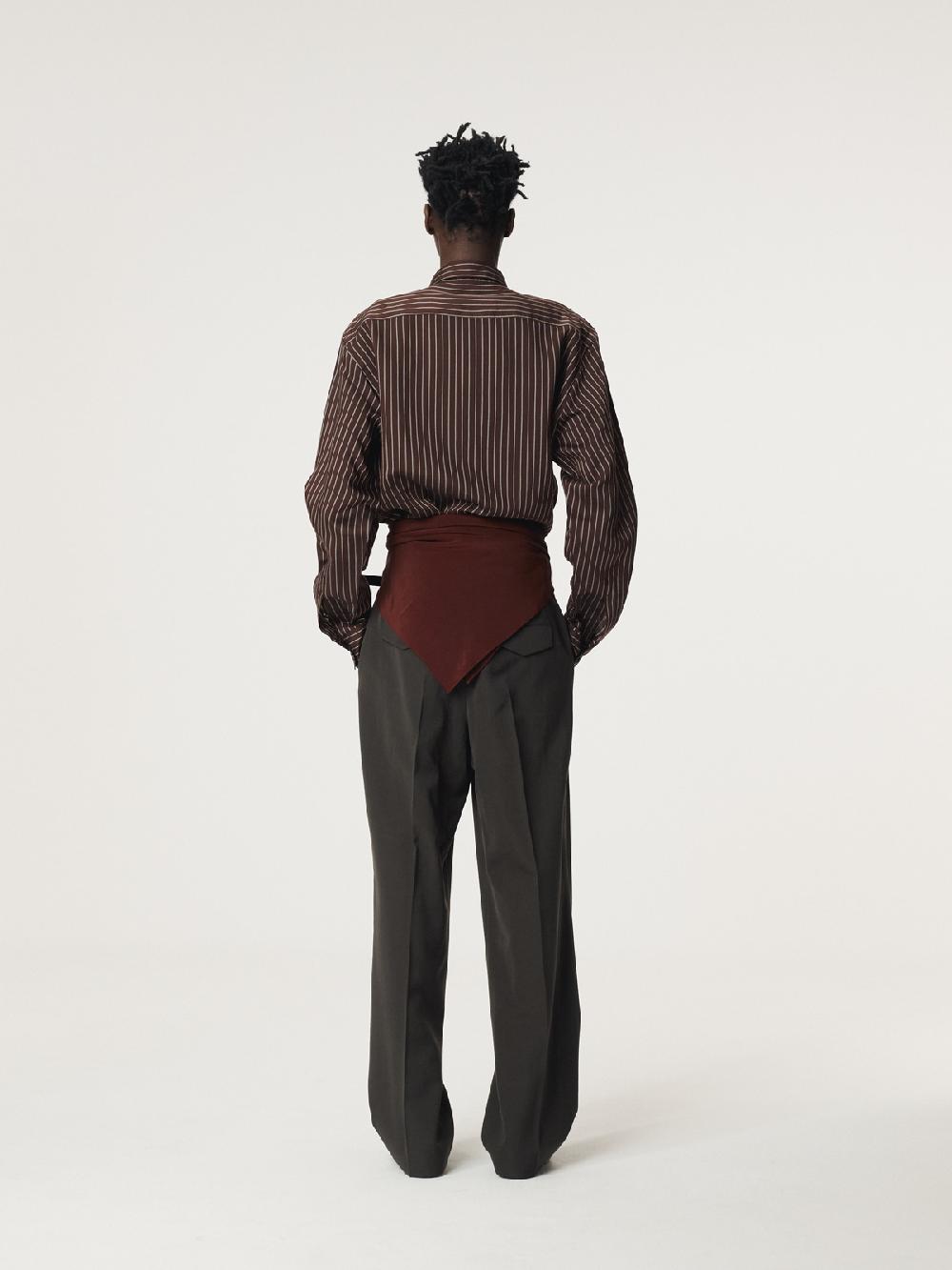 Recto LEA STRIPE SHIRT (RED BROWN)