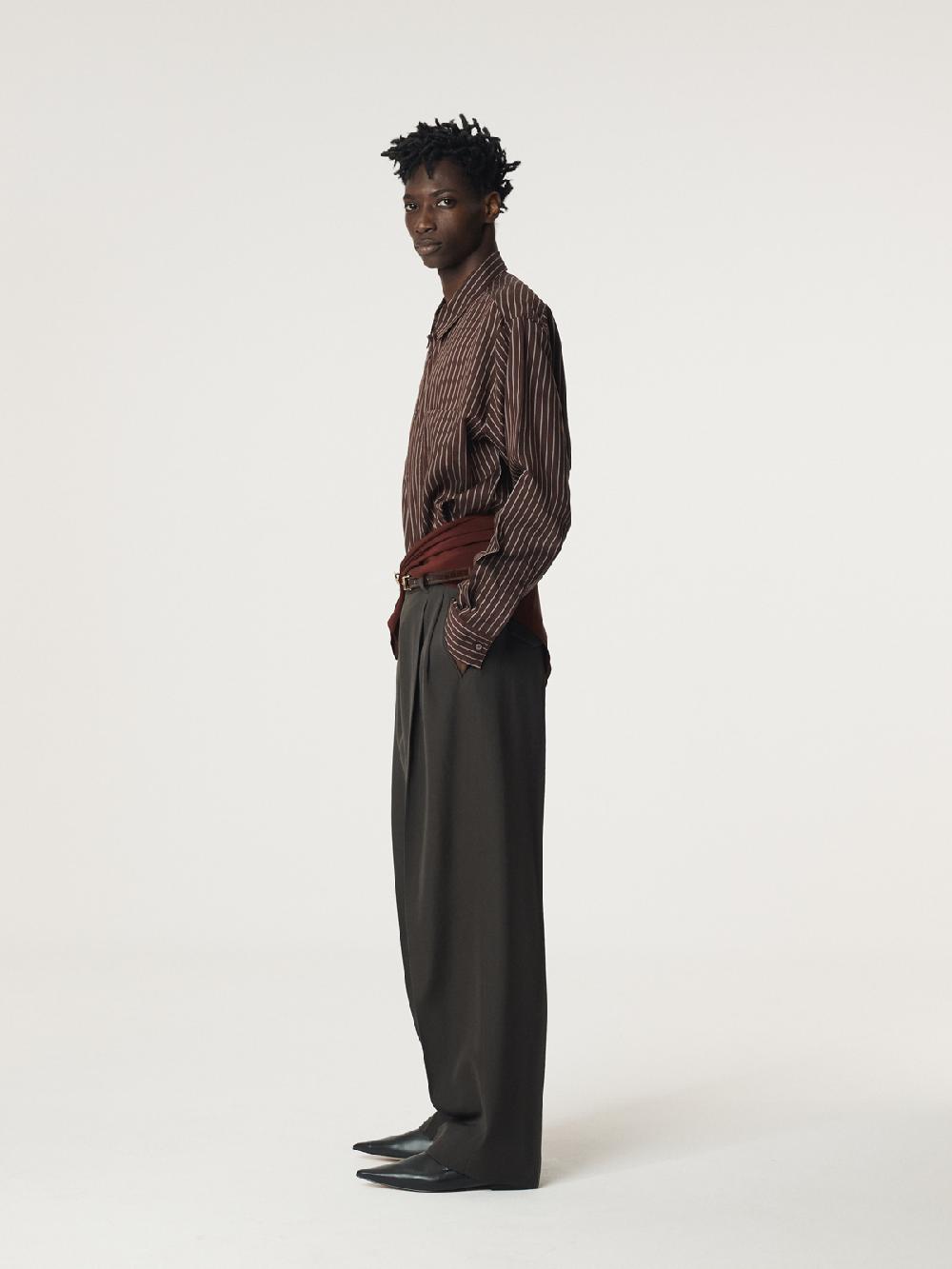 Recto LEA STRIPE SHIRT (RED BROWN)