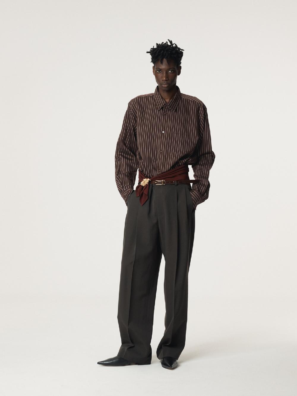 recto LEA STRIPE SHIRT (RED BROWN)