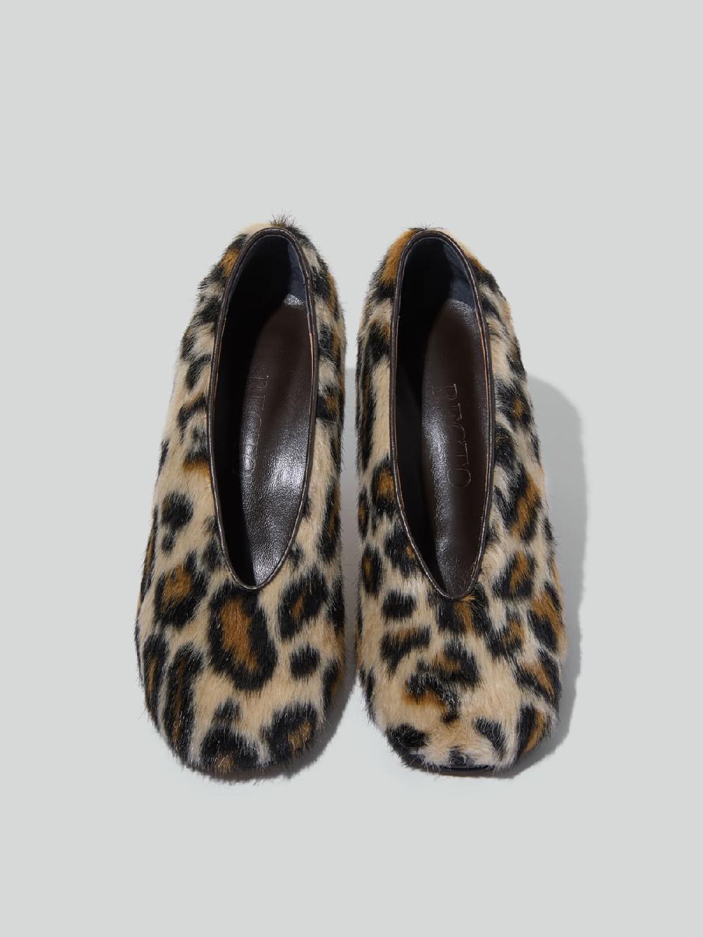 Recto LEOPARD FAUX FUR POPPY PUMPS (BEIGE)