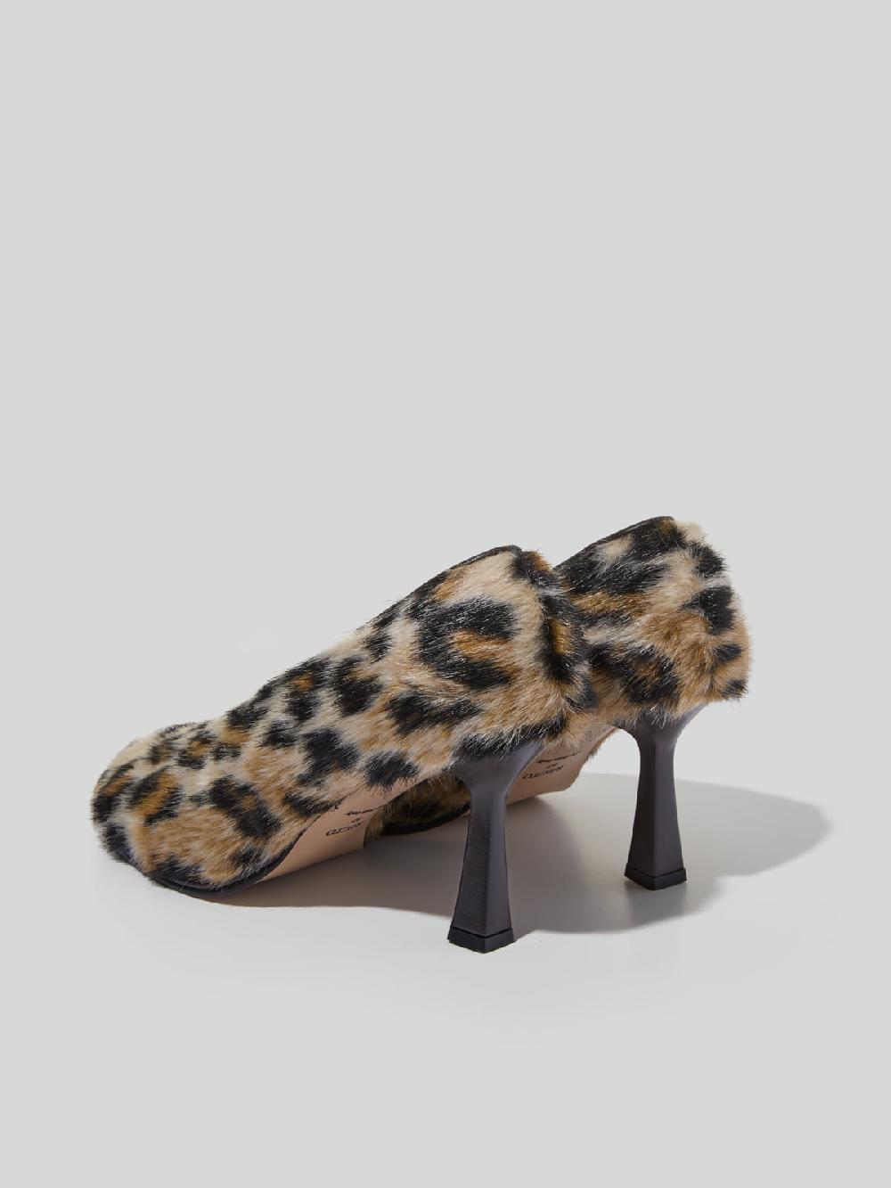 Recto LEOPARD FAUX FUR POPPY PUMPS (BEIGE)