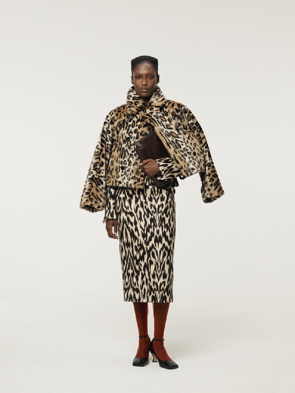 Recto LEOPARD FAUX FUR SHORT COAT (BEIGE)