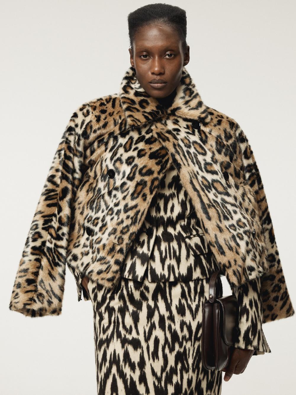 recto LEOPARD FAUX FUR SHORT COAT (BEIGE)