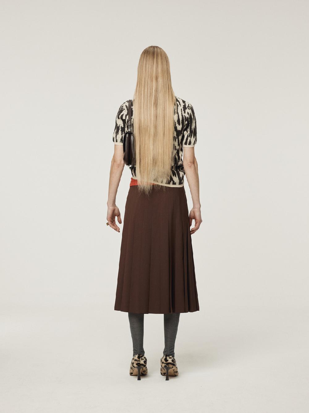 Recto LEOPARD JACQUARD POLO KNIT TOP (DARK BROWN)