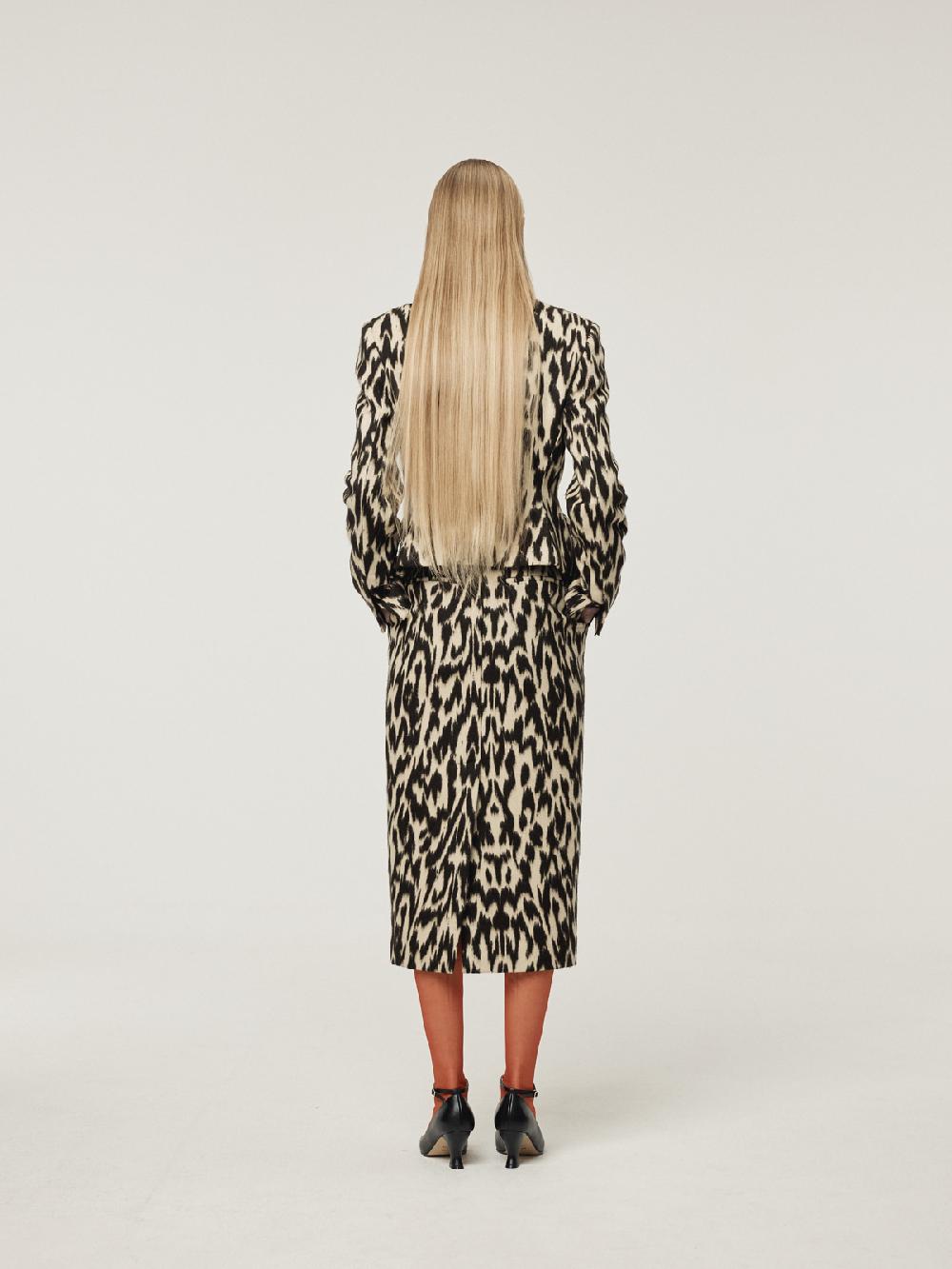 Recto LEOPARD WOOL MIDI SKIRT (DARK BROWN)