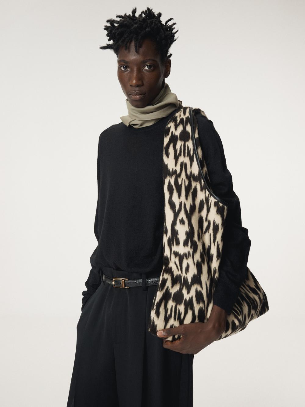 recto LEOPARD WOOL SHOULDER BAG (BROWN)