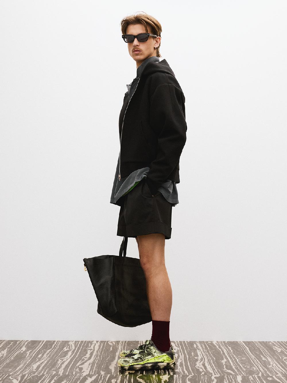 Recto LOGO DETAIL HOODIE ZIP-UP (BLACK)