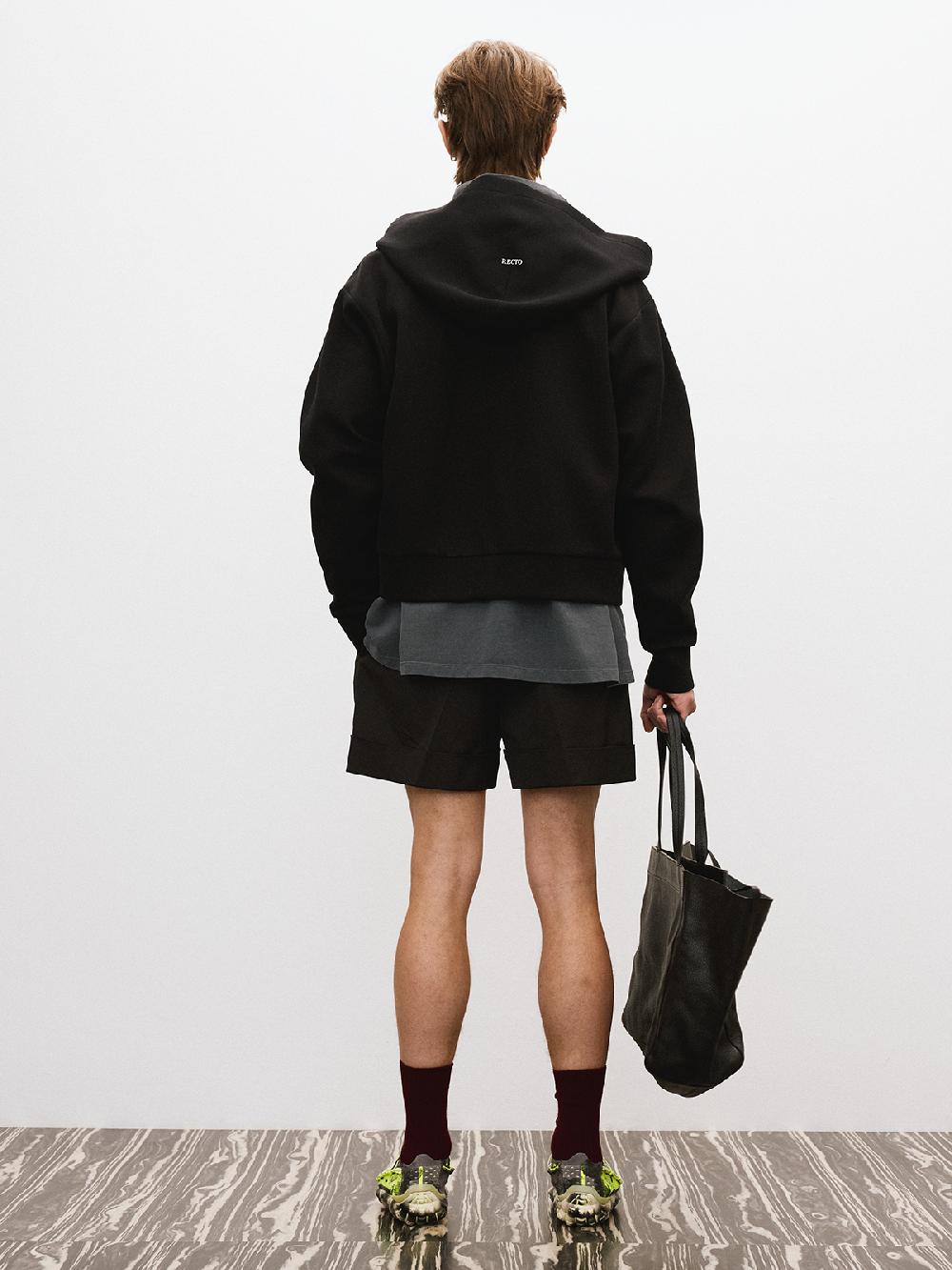 Recto LOGO DETAIL HOODIE ZIP-UP (BLACK)