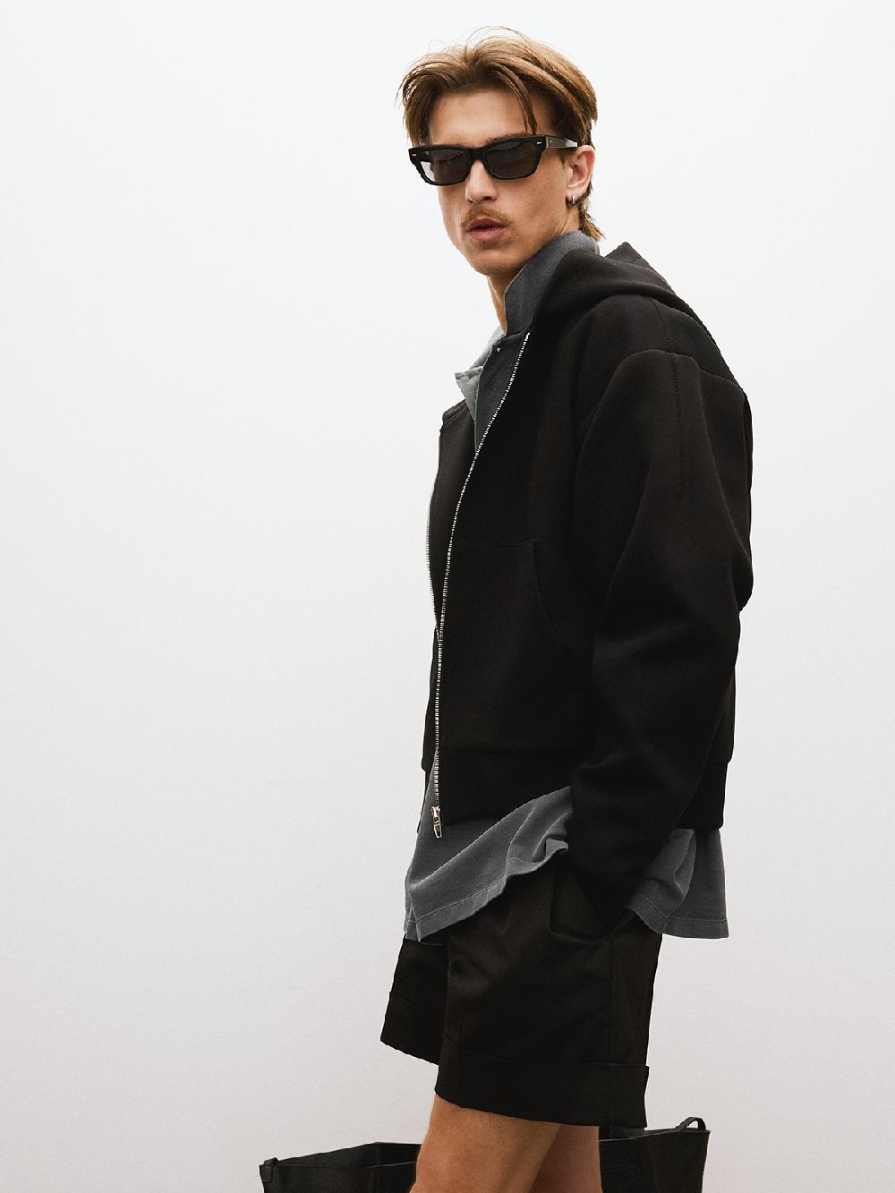 Recto LOGO DETAIL HOODIE ZIP-UP (BLACK)