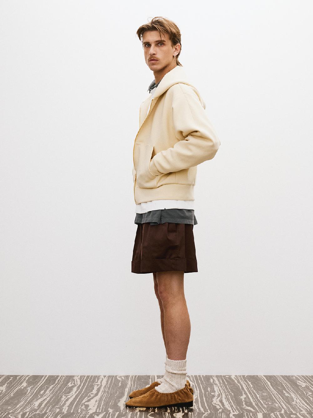 Recto LOGO DETAIL HOODIE ZIP-UP (LIGHT BEIGE)