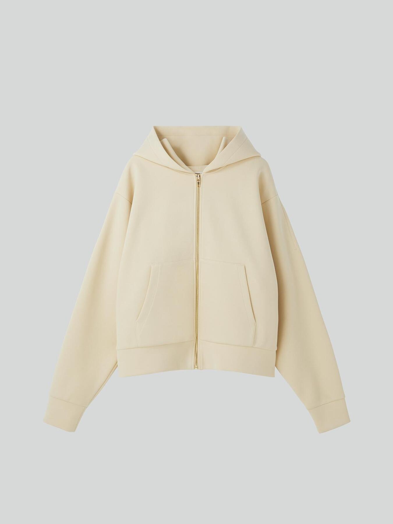 recto LOGO DETAIL HOODIE ZIP-UP (LIGHT BEIGE)