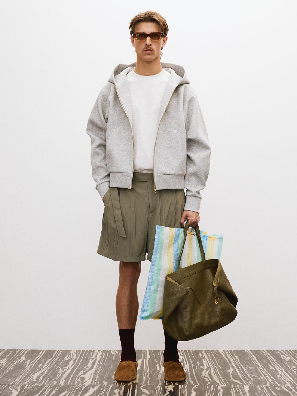 Recto LOGO DETAIL HOODIE ZIP-UP (MELANGE GREY)