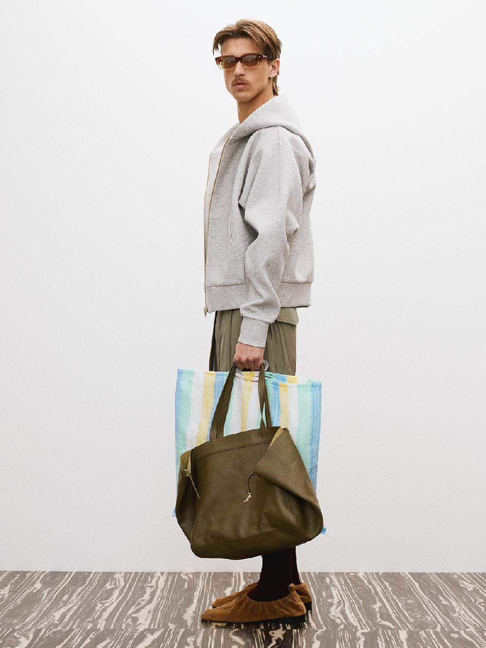 Recto LOGO DETAIL HOODIE ZIP-UP (MELANGE GREY)