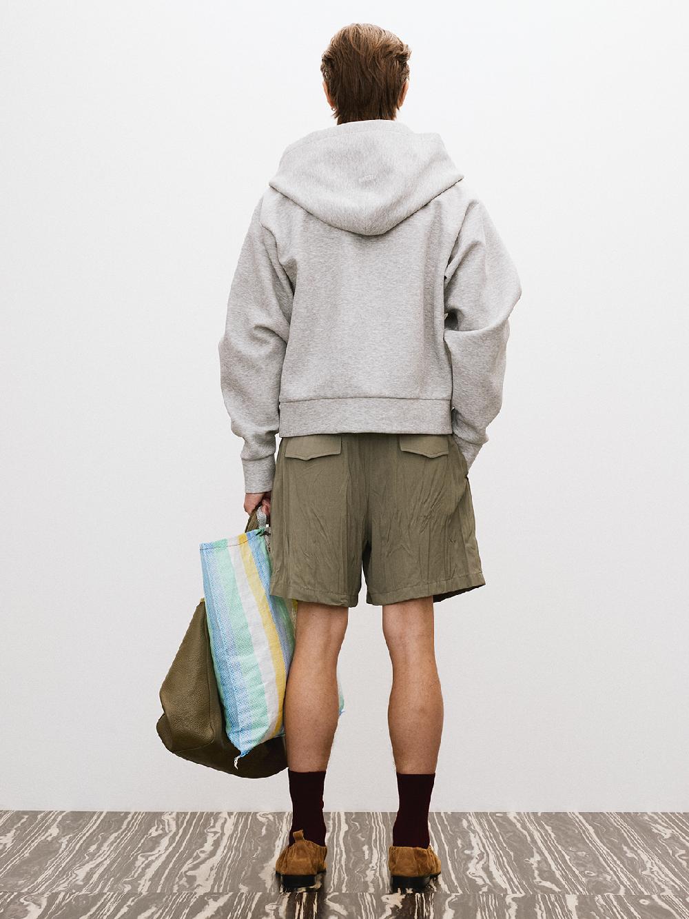 Recto LOGO DETAIL HOODIE ZIP-UP (MELANGE GREY)