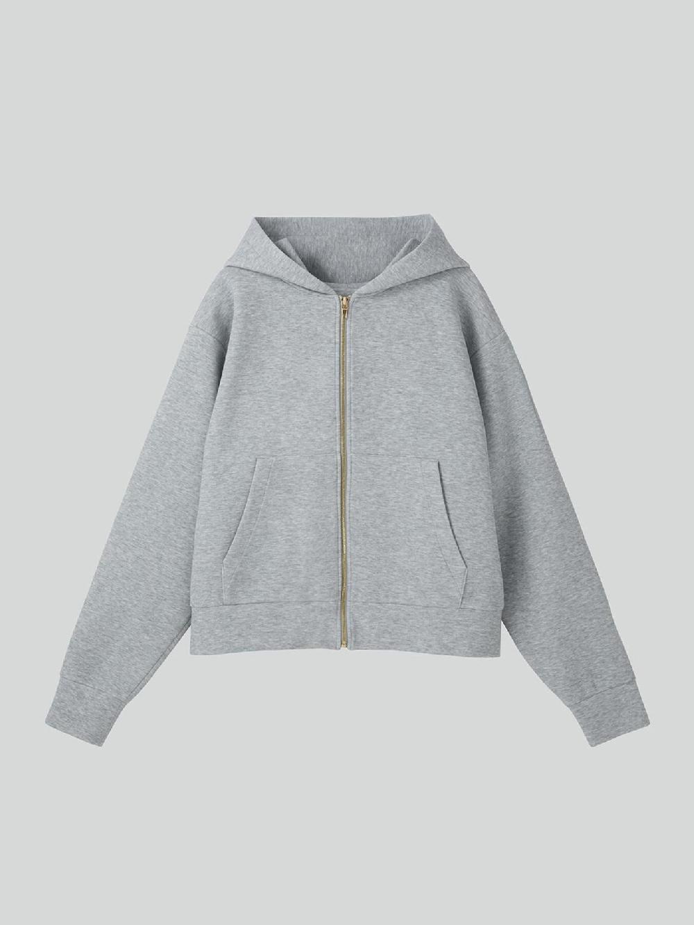 recto LOGO DETAIL HOODIE ZIP-UP (MELANGE GREY)