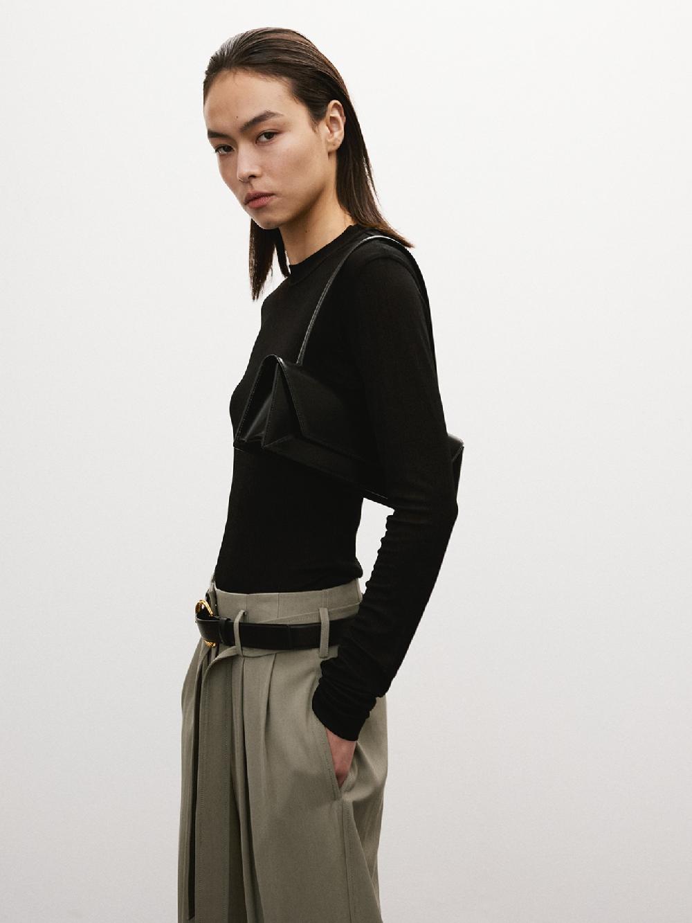 recto LONG SLEEVES SHEER JERSEY TOP (BLACK)