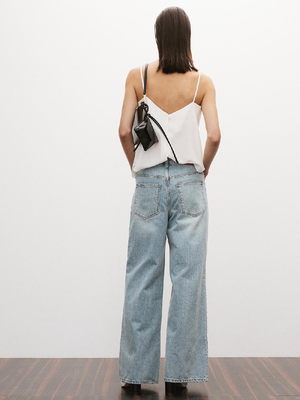 Recto LOOSE FIT FLARED WIDE DENIM PANTS (LIGHT BLUE)