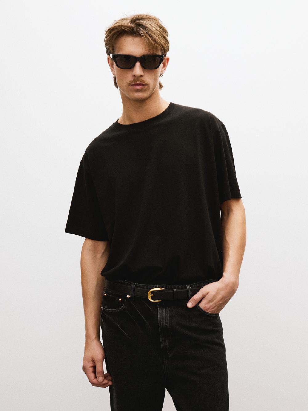 Recto MENS CASHMERE BLEND LOOSE FIT T-SHIRT (BLACK)