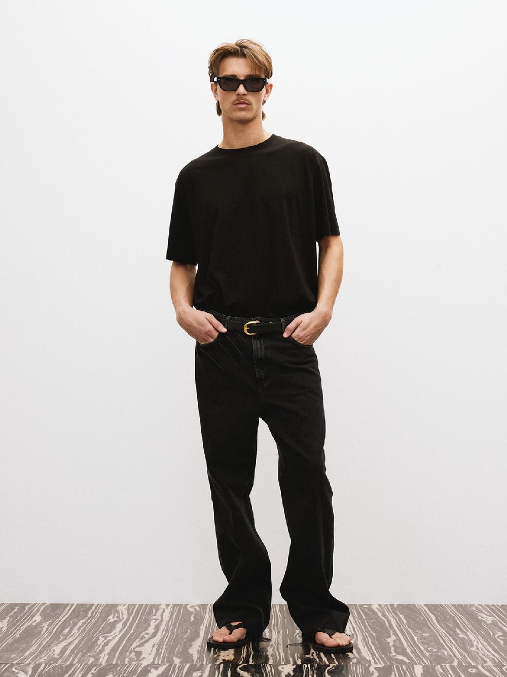 recto MENS CASHMERE BLEND LOOSE FIT T-SHIRT (BLACK)