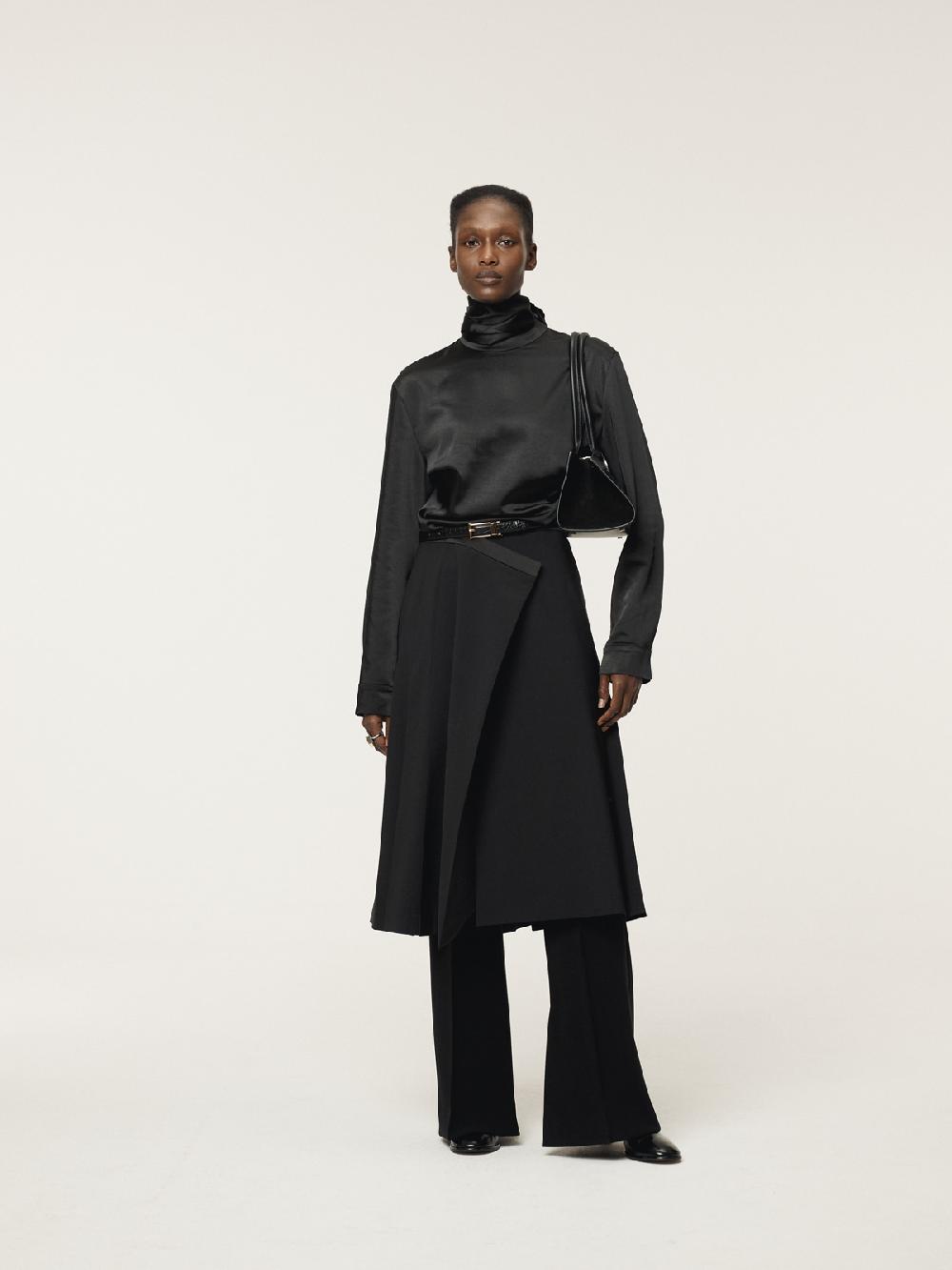 Recto OPEN BACK SCARF SATIN BLOUSE (BLACK)