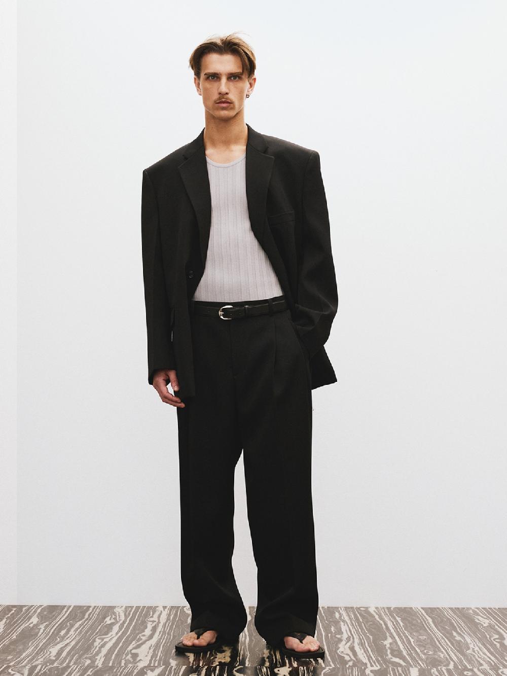 recto OVERSIZE SINGLE BREASTED WOOL JACKET (BLACK)