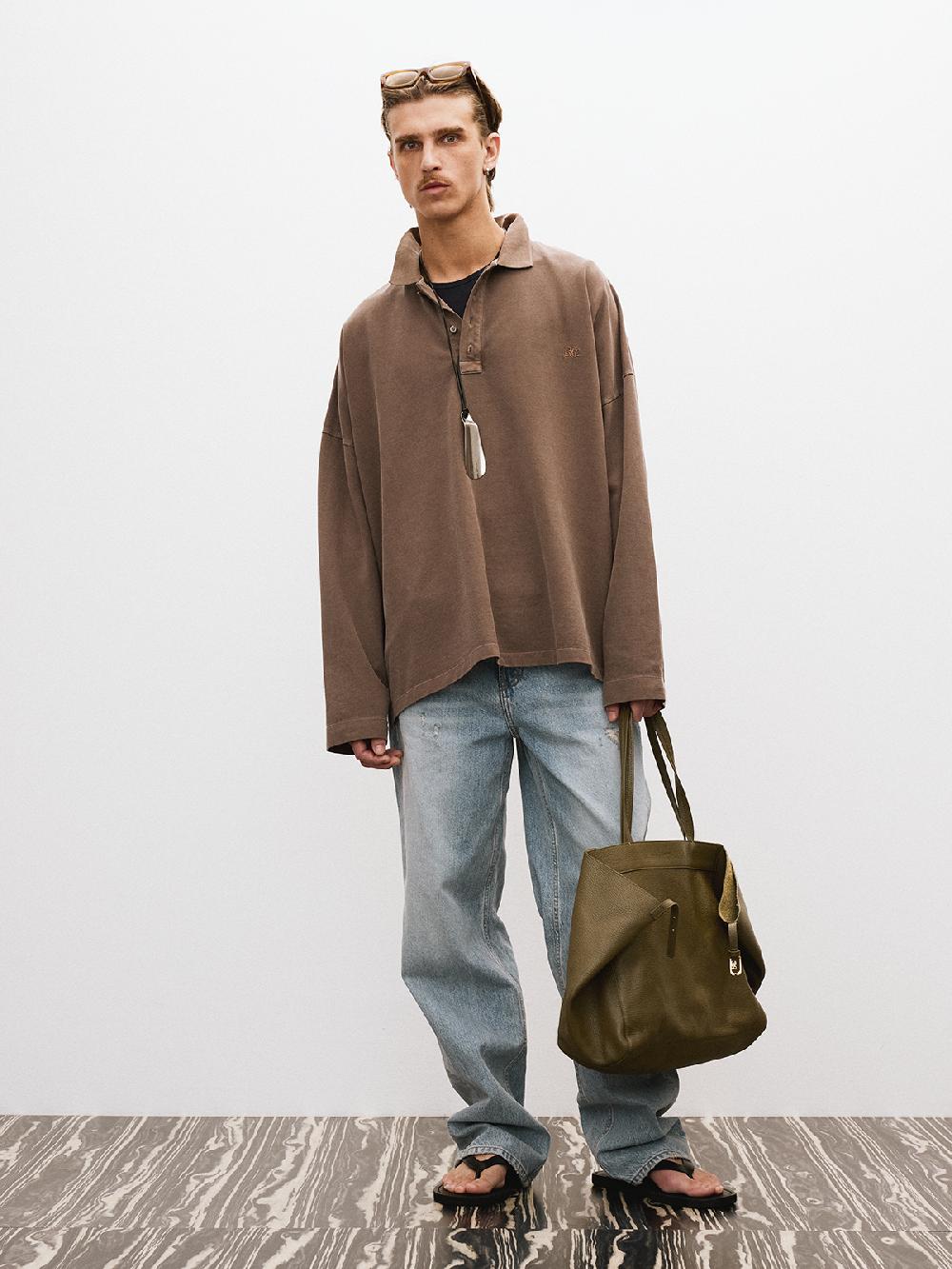 Recto OVERSIZED GARMENT COTTON PIQUE (KHAKI BROWN)