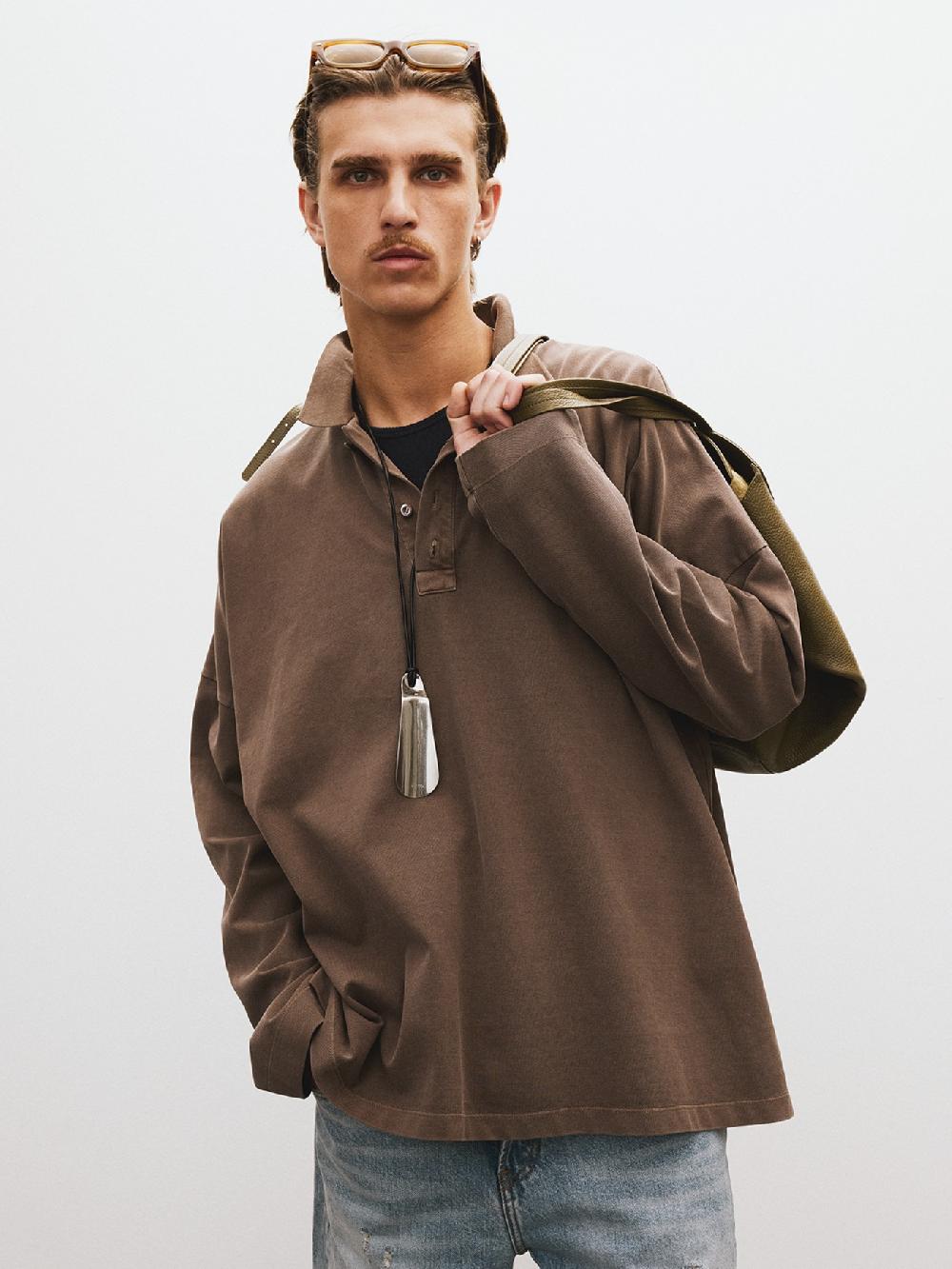 recto OVERSIZED GARMENT COTTON PIQUE (KHAKI BROWN)