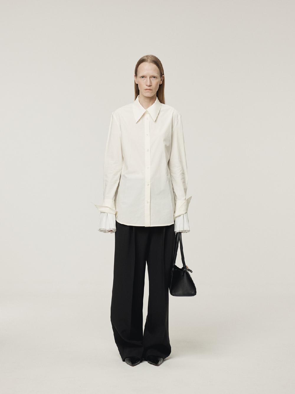 Recto PLEATS CUFFS POINT SHIRT (CREAM)